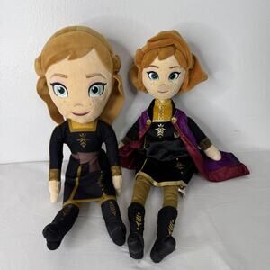 Disney Frozen II Anna Plush Dolls Lot of 2 YOTTOY Sparkle Princess Stuffed Toys